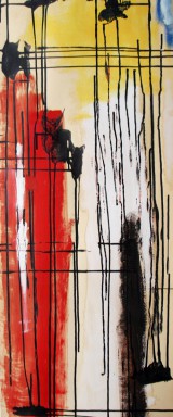 Alcolpey, Untitled, 1953, Mixed media on paper, 35″ x 14″