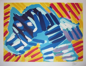 Karl Appel, Series of 10: Moving in Blue, 1978, lithograph, 21 x 29 in
