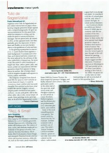 Tall & Small, review, Art News, January 2014